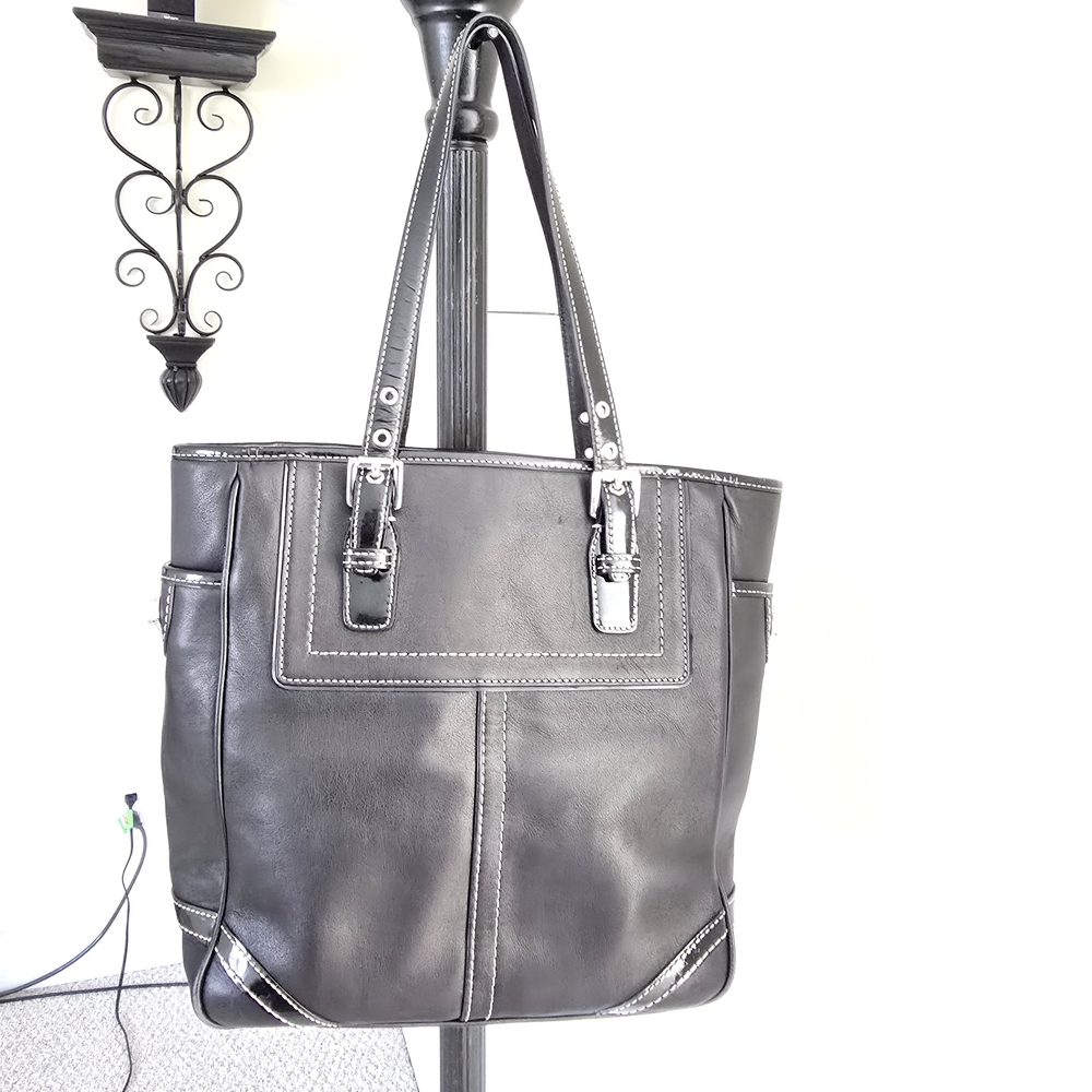 Coach Hamilton Black Leather Tote Bag - Picture 2 of 10